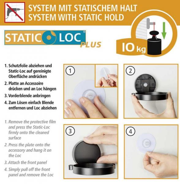 Wenko Pavia toiletbørste til væg - Mat sort - Skruefri Wenko Pavia toiletbørste til væg - Mat sort - Skruefri