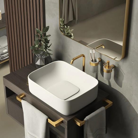 Hefe Piren tandkrus til væg - Børstet messing Hefe Piren tandkrus til væg - Børstet messing