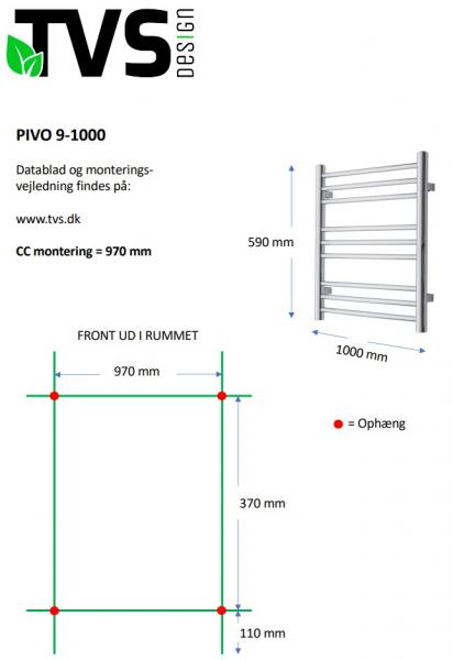 TVS Pivo 9 håndklædetørrer - 100x59 cm - Hvid TVS Pivo 9 håndklædetørrer - 100x59 cm - Hvid
