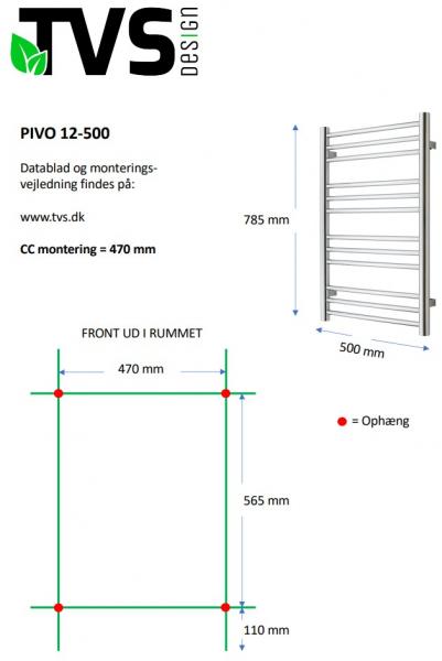 TVS Pivo 12 h&aring;ndkl&aelig;det&oslash;rrer - 50x78,5 cm - Hvid