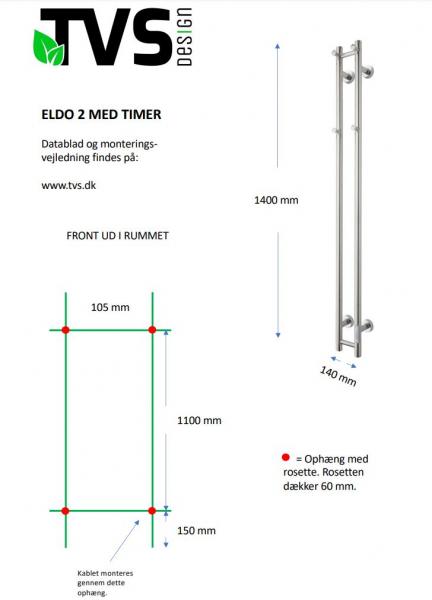 TVS Eldo 2 h&aring;ndkl&aelig;det&oslash;rrer m/timer - 14x140 cm - Sort