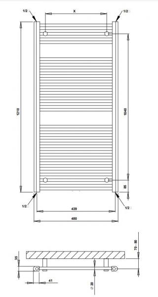 Strømberg Asola håndklædetørrer - 48x121 cm - Krom Strømberg Asola håndklædetørrer - 48x121 cm - Krom
