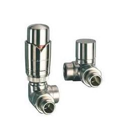 TVS Ventils&aelig;t type 220 m/returtermostat, h&oslash;jre, vinkell&oslash;bende - B&oslash;rstet rustfrit st&aring;l