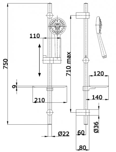 Cass&oslash;e bruses&aelig;t 70cm - Krom
