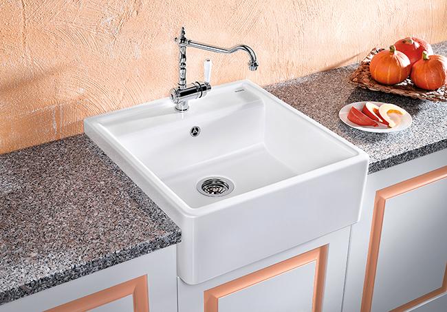 Blanco Panor 60 k&oslash;kkenvask i porcel&aelig;n m/2 hanehuller - Krystalhvid