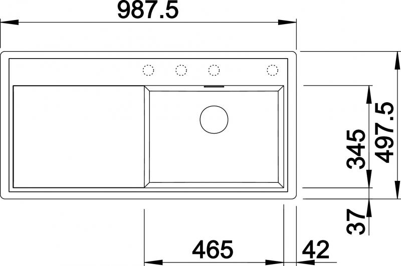 Blanco Zenar XL 6S-F k&oslash;kkenvask  - H&oslash;jre - Antracit