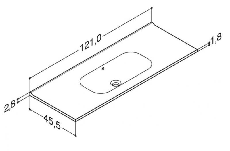 Dansani Luna Vask Kantate 121 cm porcel&aelig;n hvid u/hanehul