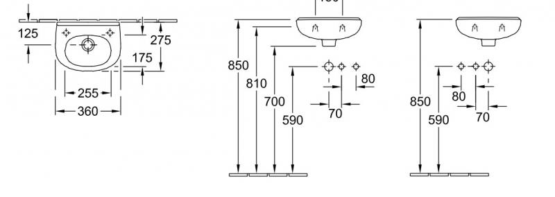 V&B O.novo 36 håndvask t/væg - Hanehul til højre - Ceramic+ V&B O.novo 36 håndvask t/væg - Hanehul til højre - Ceramic+