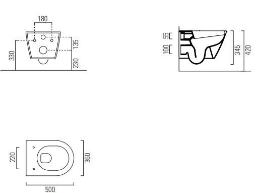 GSI Kube X kompakt 50 v&aelig;gh&aelig;ngt toilet m/Extraglaze+