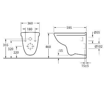 Gustavsberg 4G95 Care HF væghængt toilet 46cm høj - Hvid Gustavsberg 4G95 Care HF væghængt toilet 46cm høj - Hvid