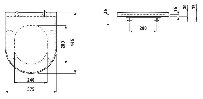 Kartell Laufen s&aelig;de m/Soft Close & Quick-release - Mat hvid