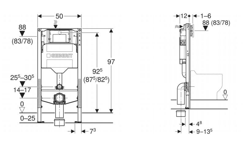 Geberit Duofix Bambini element til gulvst&aring;ende toilet til b&oslash;rn og sm&aring;b&oslash;rn 97 cm