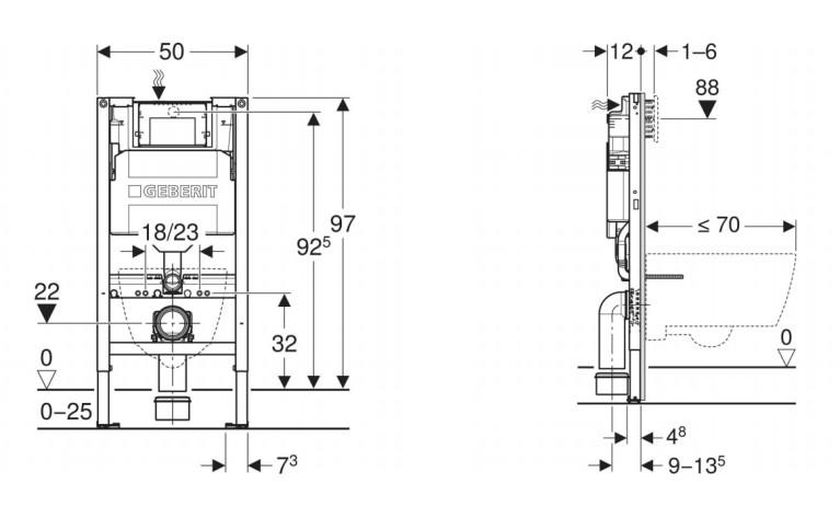 Geberit Duofix bambini element til v&aelig;gh&aelig;ngt toilet til b&oslash;rn 97 cm