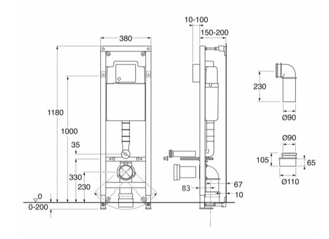 Gustavsberg Trimont XS-fikstur - H&oslash;j model med frontbetjening