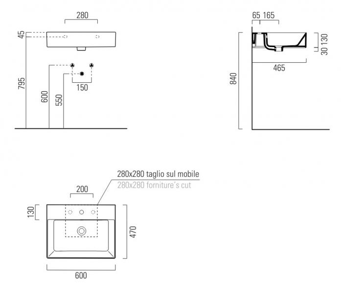 GSI Kube X 60 h&aring;ndvask t/v&aelig;g - ExtraGlaze