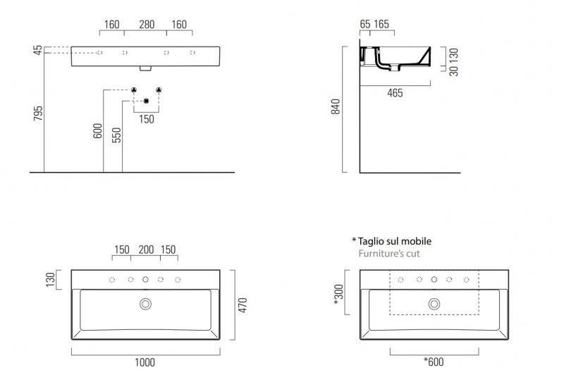 GSI Kube X 100 håndvask t/væg - ExtraGlaze GSI Kube X 100 håndvask t/væg - ExtraGlaze