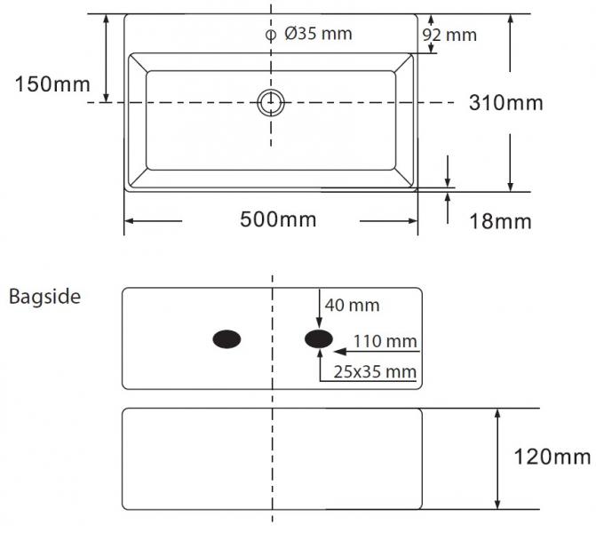 Lavabo Boxo 1080 SLIM 50 håndvask t/væg eller bord - 1 hanehul Lavabo Boxo 1080 SLIM 50 håndvask t/væg eller bord - 1 hanehul