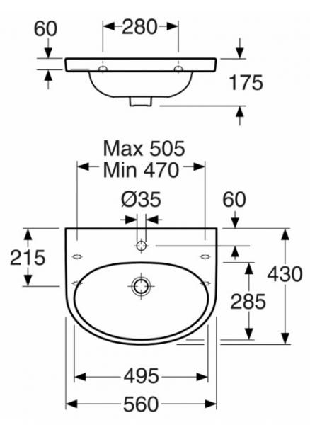 Gustavsberg Nautic 56 håndvask t/væg - Uden hanehul Gustavsberg Nautic 56 håndvask t/væg - Uden hanehul