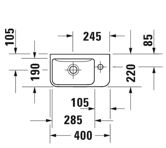 Duravit Me by Starck 40 h&aring;ndvask t/v&aelig;g - 1 hanehul til h&oslash;jre - Uden overl&oslash;b