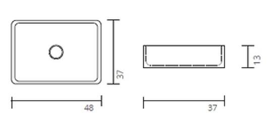 Sanibell Proline 48 firkantet bowlevask - Uden overløb Sanibell Proline 48 firkantet bowlevask - Uden overløb