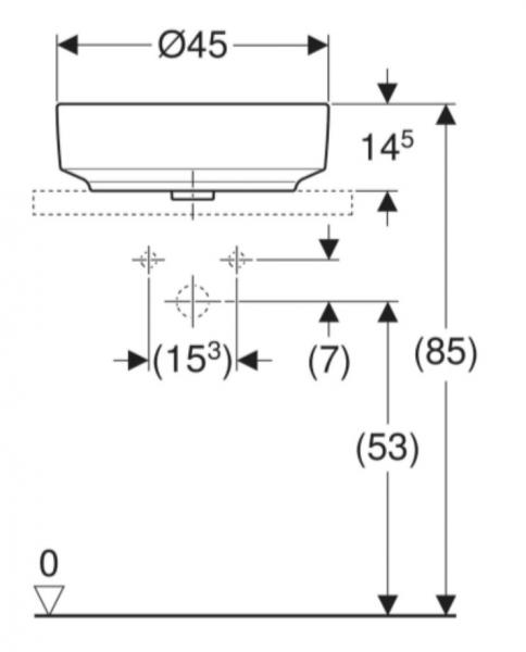 Geberit VariForm &Oslash;45 fritst&aring;ende bowlevask m/bagkant - 1 hanehul - Med overl&oslash;b