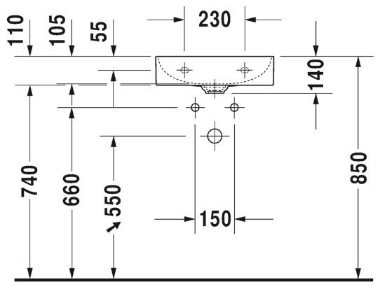Duravit DuraSquare 45 h&aring;ndvask t/v&aelig;g eller m&oslash;bel