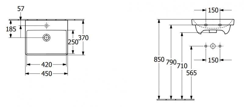 V&B Avento 45 h&aring;ndvask kompakt t/v&aelig;g
