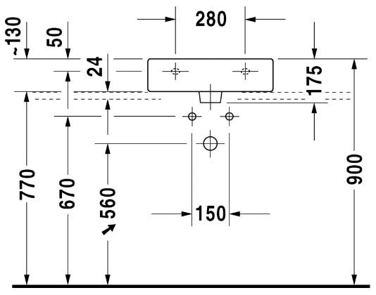 Duravit Vero 50 bowlevask op til v&aelig;g - 1 hanehul
