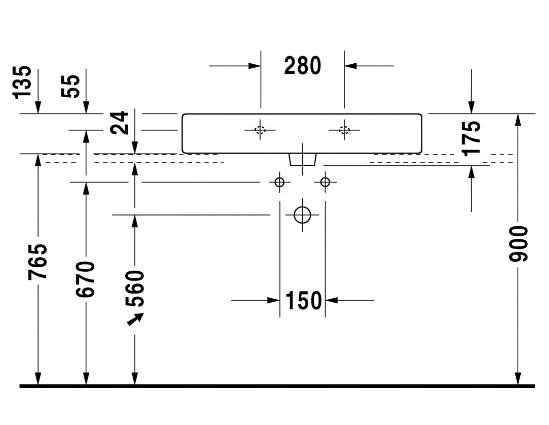 Duravit Vero 80 bowlevask op til væg - 3 hanehuller - Wondergliss Duravit Vero 80 bowlevask op til væg - 3 hanehuller - Wondergliss