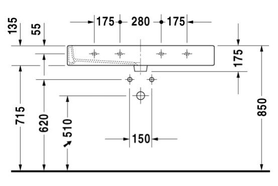 Duravit Vero 100 bowlevask op til v&aelig;g - 1 hanehul