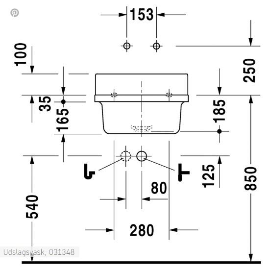 Duravit Starck 3 udslagsvask i porcel&aelig;n - 48 cm - t/v&aelig;g