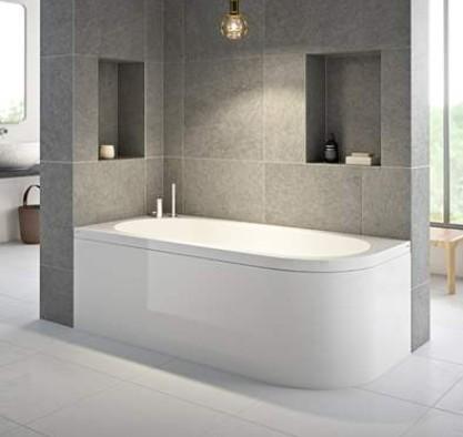 Str&oslash;mberg Status badekar t/indbygning - 170 x 80 - Venstre - 1 rygl&aelig;n