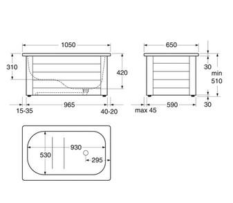 Gustavsberg siddebadekar inkl. ben - 105 x 65 cm Gustavsberg siddebadekar inkl. ben - 105 x 65 cm
