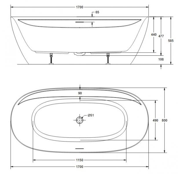 Kriss Style fritstående badekar - Mat hvid Kriss Style fritstående badekar - Mat hvid