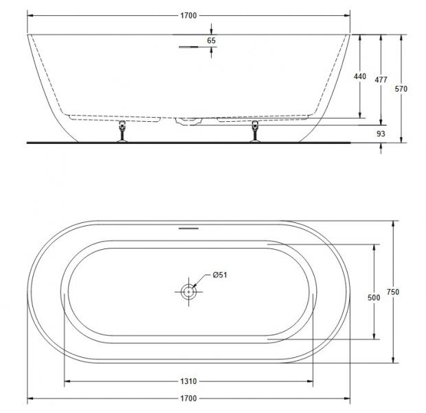 Kriss Classic fritstående badekar - Mat hvid Kriss Classic fritstående badekar - Mat hvid