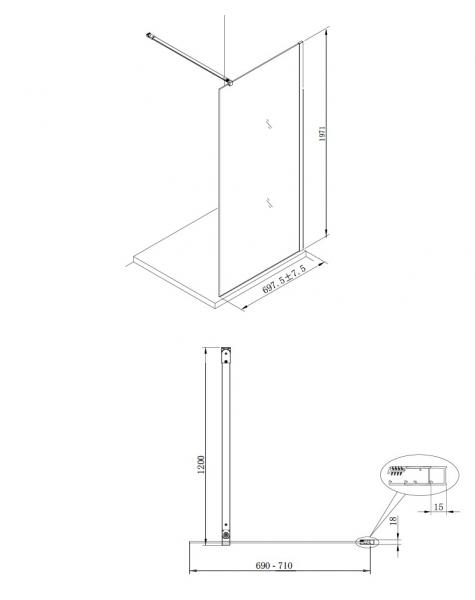 Alterna Vetro fast brusev&aelig;g 70x200 m/ EasyClean - Klar/Krom