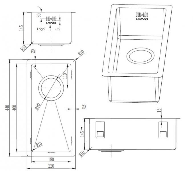 Lavabo Kubus 180 Soft køkkenvask - Dark bronze Lavabo Kubus 180 Soft køkkenvask - Dark bronze