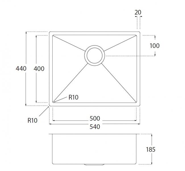 Lavabo Kubus 500 Soft køkkenvask Lavabo Kubus 500 Soft køkkenvask