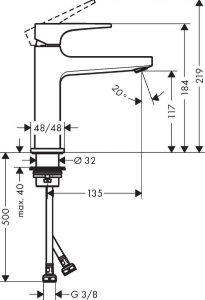 Hansgrohe Metropol 110 h&aring;ndvaskarmatur m/b&oslash;jlegreb - Push open bundventil Krom