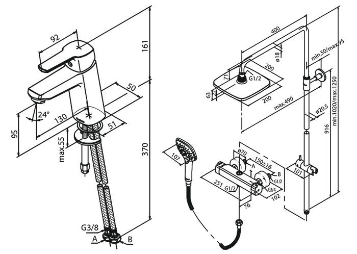 Damixa Pine komplet pakke til badev&aelig;relset - Steel