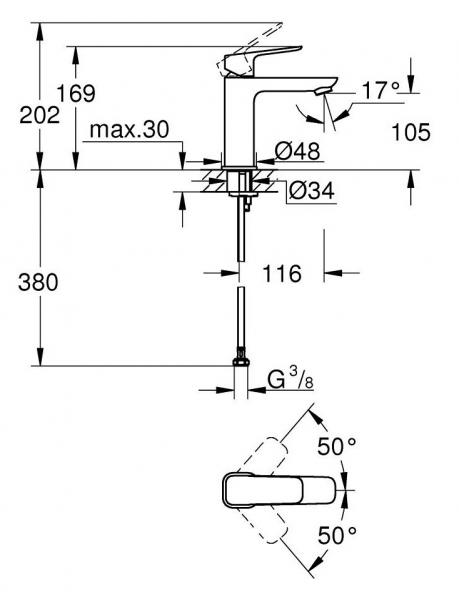 Grohe Cubeo M håndvaskarmatur u/bundventil - Krom Grohe Cubeo M håndvaskarmatur u/bundventil - Krom