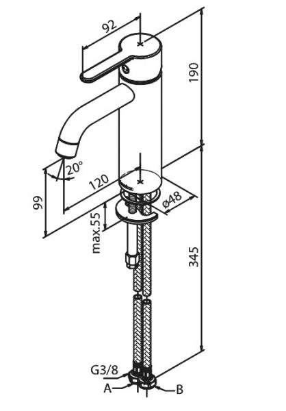 Damixa Silhouet M h&aring;ndvaskbatteri u/bundventil - Mathvid