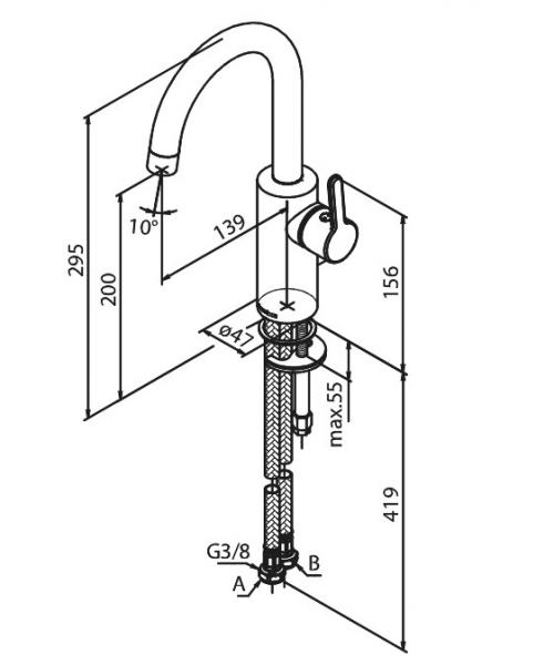 Damixa Silhouet håndvaskarmatur m/C-tud - Børstet messing Damixa Silhouet håndvaskarmatur m/C-tud - Børstet messing