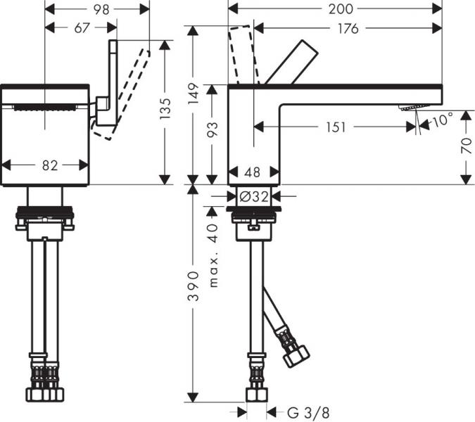 AXOR MyEdition 70 h&aring;ndvaskarmatur krom m/ push-open bundventil