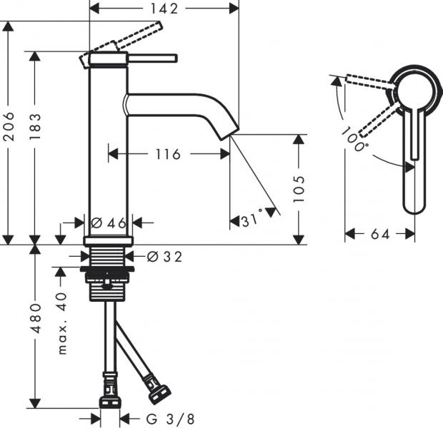 Hansgrohe Tecturis S 110 h&aring;ndvaskarmatur m/CoolStart - Krom