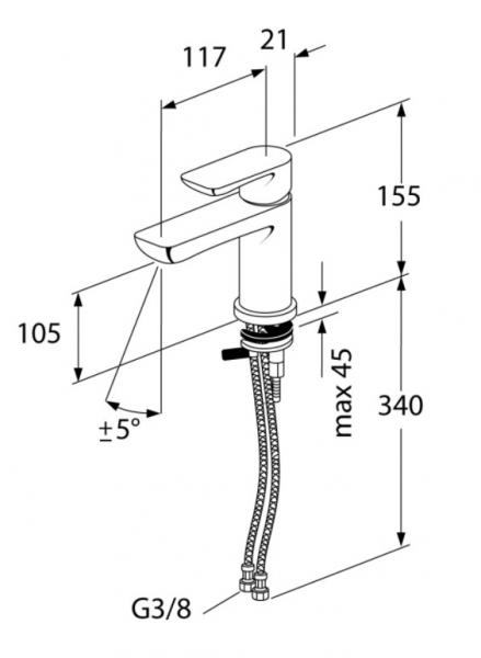 Gustavsberg Estetic h&aring;ndvaskarmatur u/bundventil - Hvid mat