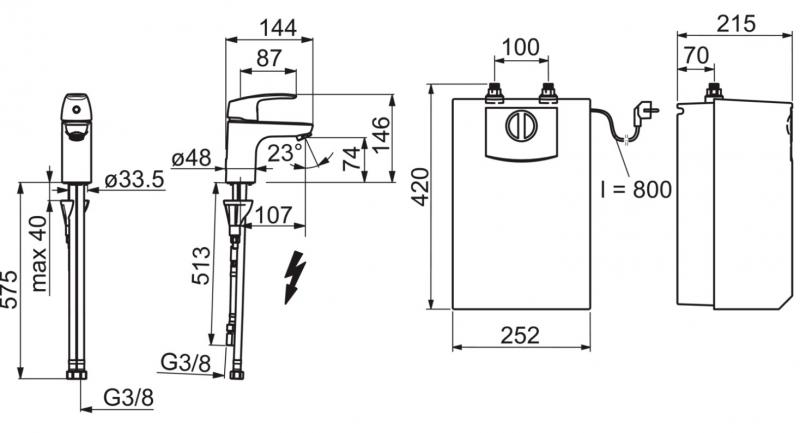 Oras Safira håndvaskarmatur med 5 liters varmtvandsbeholder Oras Safira håndvaskarmatur med 5 liters varmtvandsbeholder