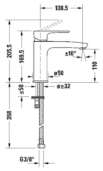 Duravit B.1 M h&aring;ndvaskarmatur u/bundventil - Krom