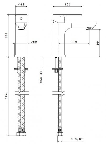 Cass&oslash;e Newform Extro h&aring;ndvaskarmatur u/bundventil - Krom