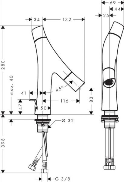 AXOR Starck Organic h&aring;ndvaskarmatur m/bundventil
